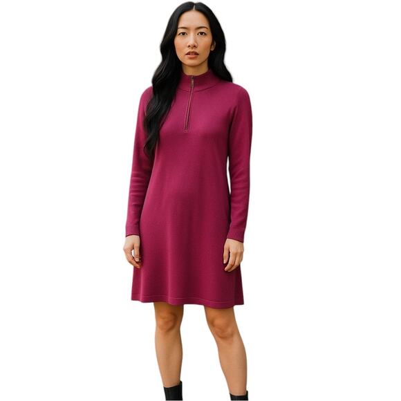 Tommy Bahama Women’s Burgundy Quarter Zip High Neck Merlot Sweater Dress SizeS/P - Picture 1 of 8